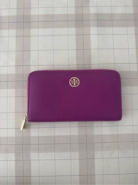 Tory Burch Purple Zip-Around Continental Wallet